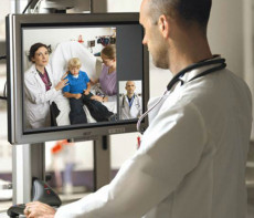 Physician interacting with patient using Telemedicine